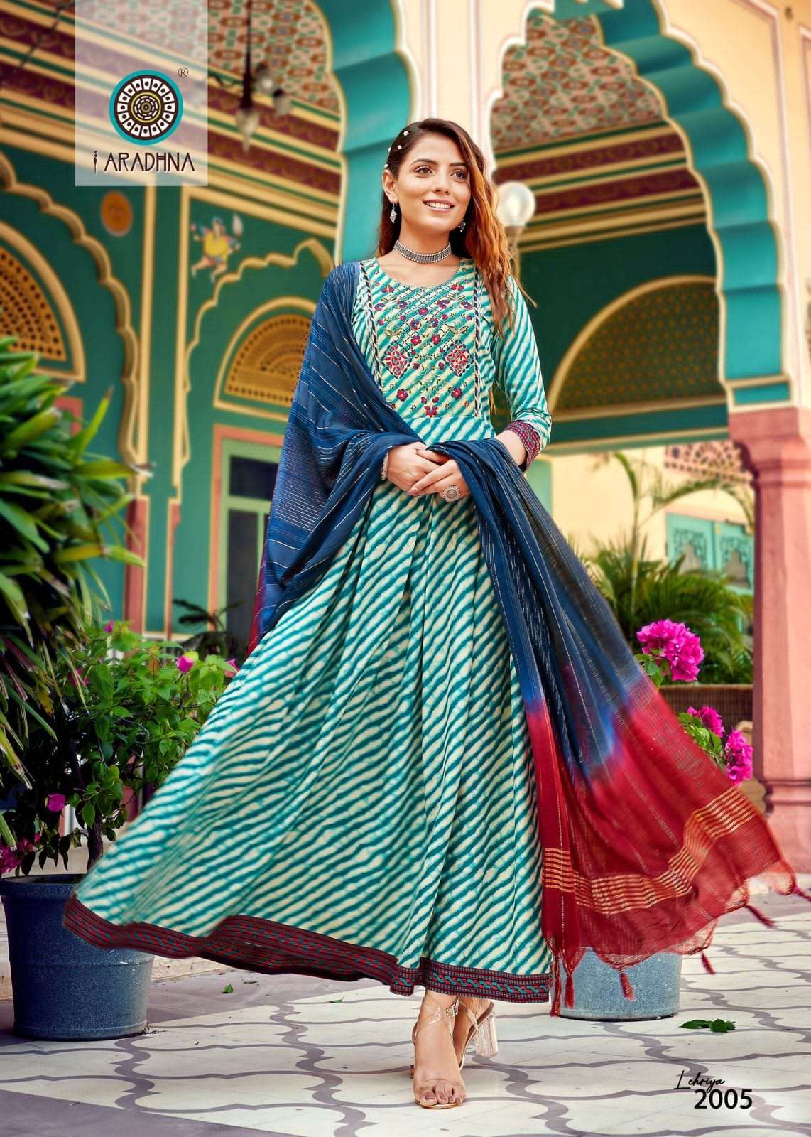 Lehriya Vol-2 By Aradhna Fashion 2001 To 2008 Series Beautiful Stylish Fancy Colorful Casual Wear & Ethnic Wear Rayon Gowns With Dupatta At Wholesale Price