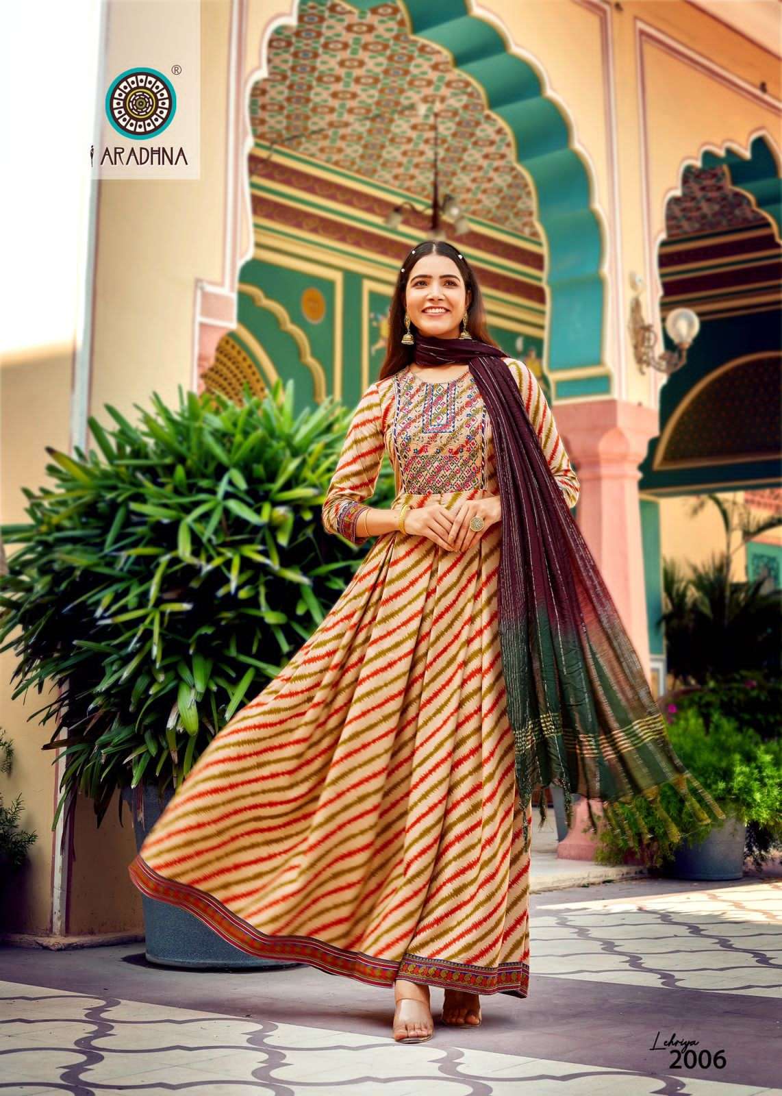 Lehriya Vol-2 By Aradhna Fashion 2001 To 2008 Series Beautiful Stylish Fancy Colorful Casual Wear & Ethnic Wear Rayon Gowns With Dupatta At Wholesale Price