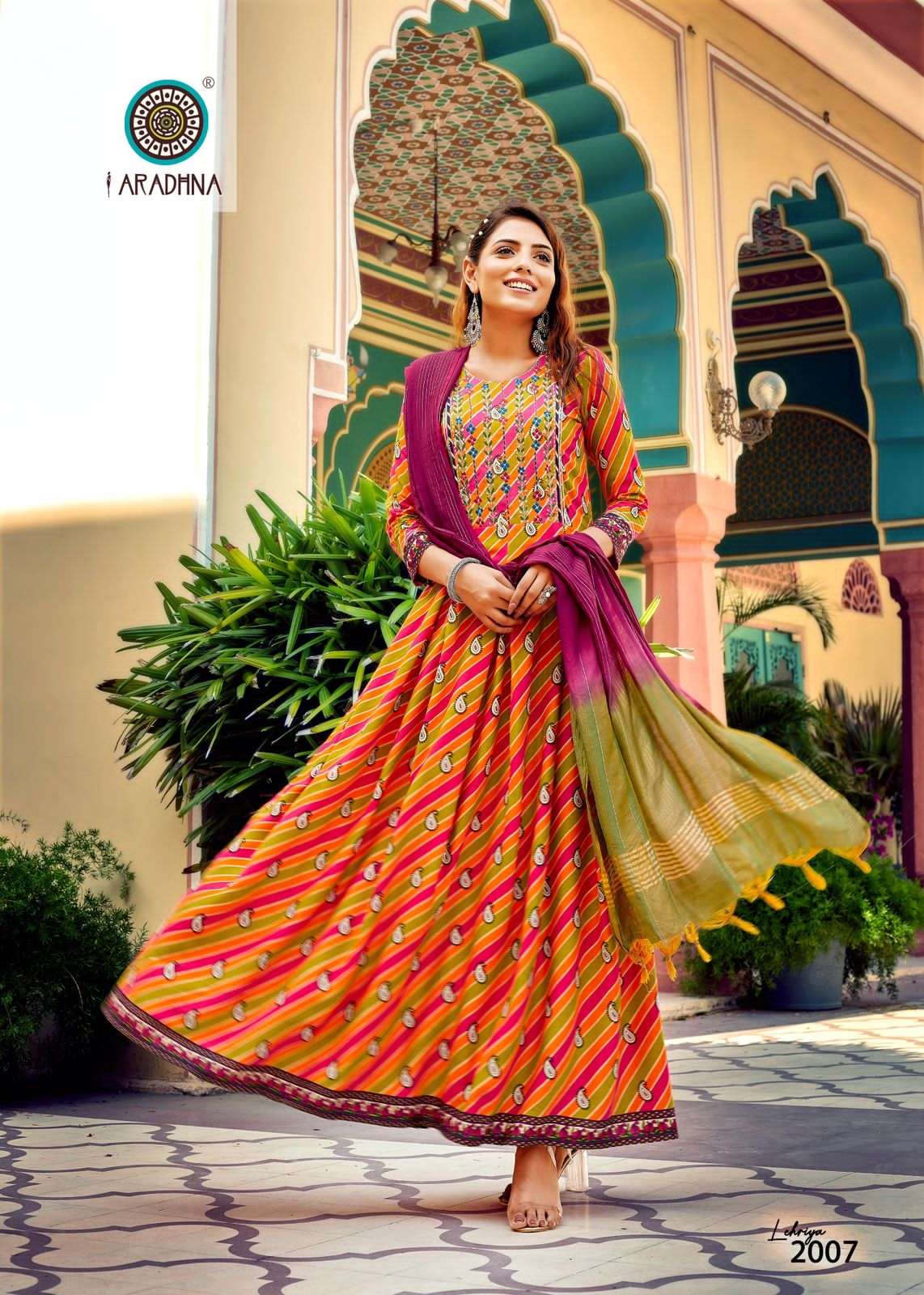 Lehriya Vol-2 By Aradhna Fashion 2001 To 2008 Series Beautiful Stylish Fancy Colorful Casual Wear & Ethnic Wear Rayon Gowns With Dupatta At Wholesale Price