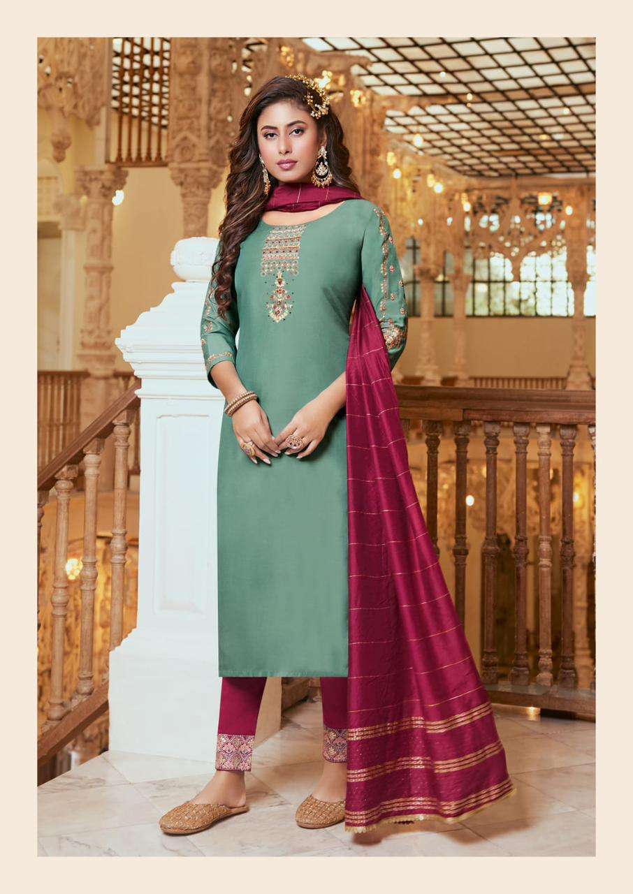 SHANVI BY KAASBEE 1001 TO 1006 SERIES BEAUTIFUL SUITS COLORFUL STYLISH FANCY CASUAL WEAR & ETHNIC WEAR CHINNON DRESSES AT WHOLESALE PRICE