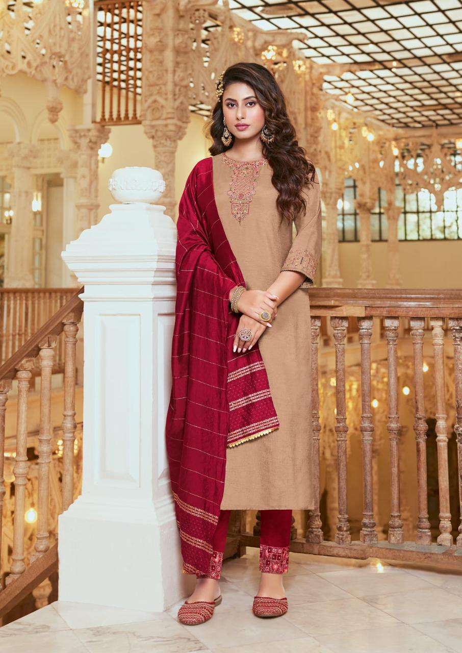 SHANVI BY KAASBEE 1001 TO 1006 SERIES BEAUTIFUL SUITS COLORFUL STYLISH FANCY CASUAL WEAR & ETHNIC WEAR CHINNON DRESSES AT WHOLESALE PRICE