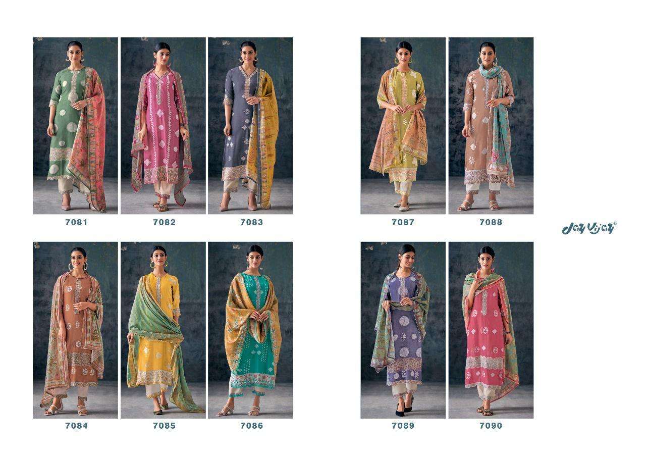 NEW AND NOW VOL-6 BY JAY VIJAY PRINTS 7081 TO 7090 SERIES DESIGNER SUITS BEAUTIFUL FANCY COLORFUL STYLISH PARTY WEAR & OCCASIONAL WEAR PURE SILK DRESSES AT WHOLESALE PRICE