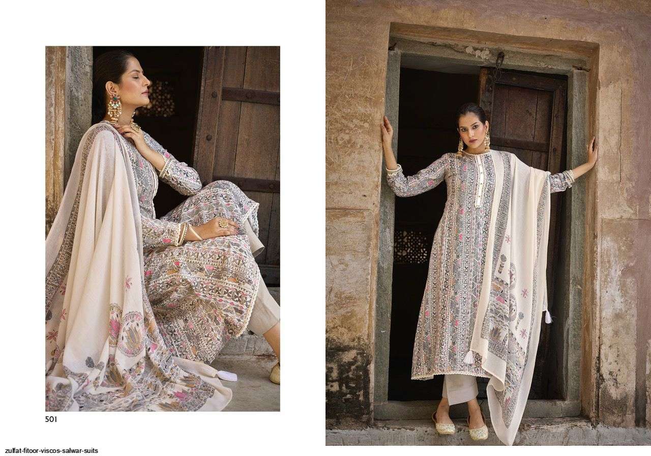 FITOOR BY SADHANA FASHION 501 TO 508 SERIES DESIGNER SUITS BEAUTIFUL FANCY COLORFUL STYLISH PARTY WEAR & OCCASIONAL WEAR VISCOSE PASHMINA PRINT DRESSES AT WHOLESALE PRICE