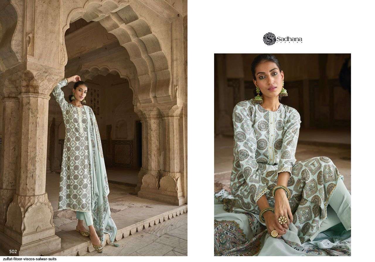 FITOOR BY SADHANA FASHION 501 TO 508 SERIES DESIGNER SUITS BEAUTIFUL FANCY COLORFUL STYLISH PARTY WEAR & OCCASIONAL WEAR VISCOSE PASHMINA PRINT DRESSES AT WHOLESALE PRICE