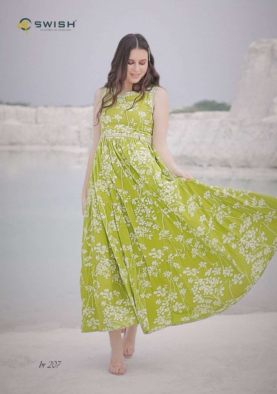 BE RICH VOL-2 BY SWISH 201 TO 208 SERIES BEAUTIFUL STYLISH FANCY COLORFUL CASUAL WEAR & ETHNIC WEAR VISCOSE PRINT KURTIS AT WHOLESALE PRICE