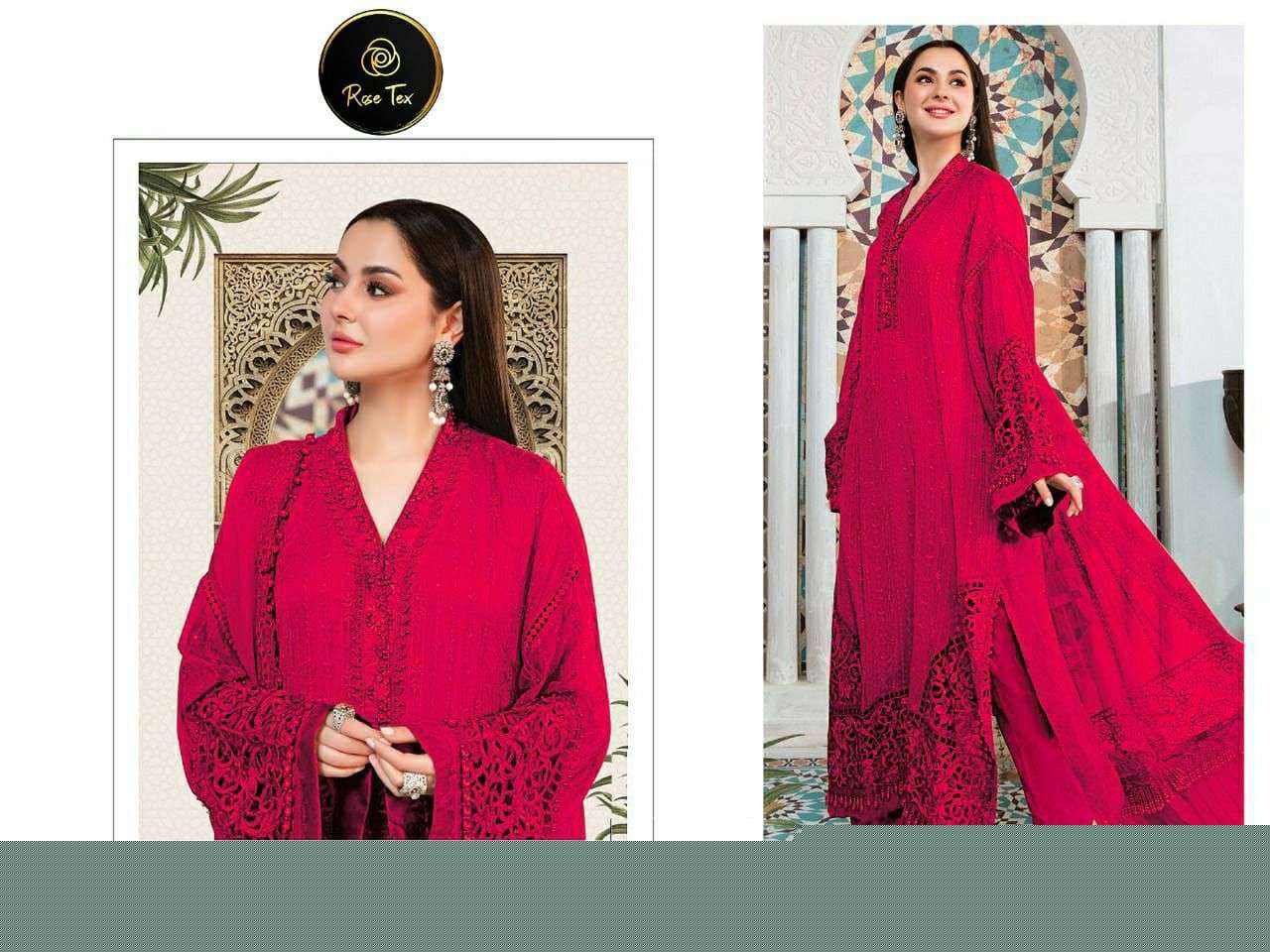 MARIA B. COLOR EDITION BY ROSE TEX 01 TO 02 SERIES BEAUTIFUL PAKISTANI SUITS COLORFUL STYLISH FANCY CASUAL WEAR & ETHNIC WEAR FAUX GEORGETTE EMBROIDERED DRESSES AT WHOLESALE PRICE