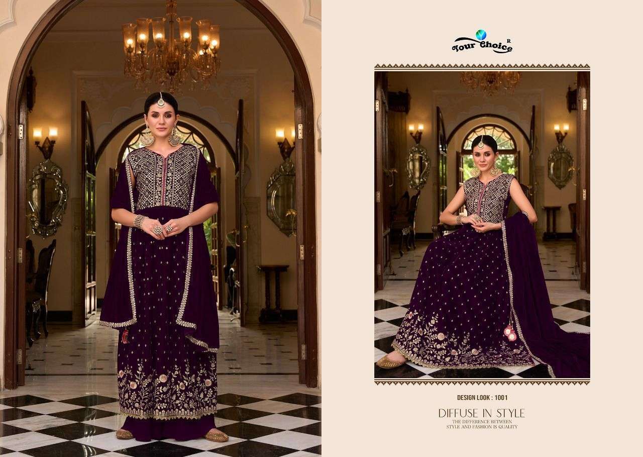 Velvet Nyraa By Your Choice 1001 To 1004 Series Beautiful Sharara Suits Colorful Stylish Fancy Casual Wear & Ethnic Wear Velvet Dresses At Wholesale Price