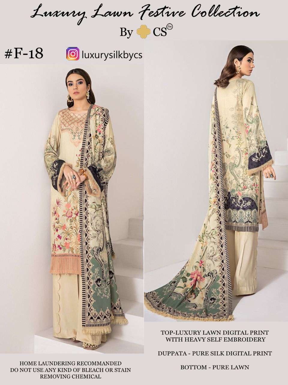 LUXURY LAWN FESTIVE COLLECTION VOL-5 BY CS 18 TO 21 SERIES PAKISTANI SUITS BEAUTIFUL FANCY COLORFUL STYLISH PARTY WEAR & OCCASIONAL WEAR LAWN DIGITAL PRINT EMBROIDERED DRESSES AT WHOLESALE PRICE