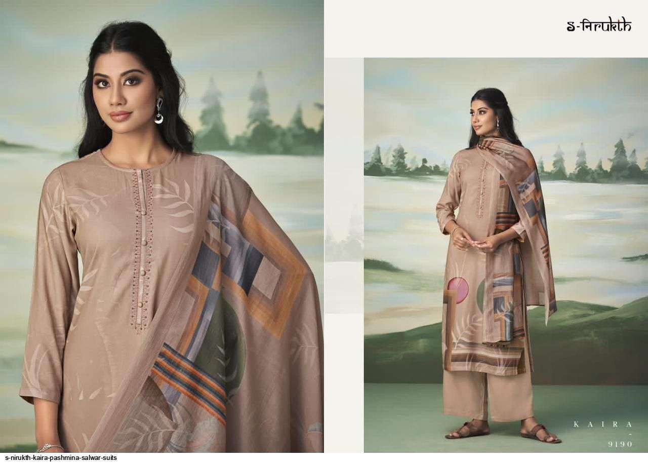 KAIRA BY S-NIRUKTH INDIAN SUITS BEAUTIFUL FANCY COLORFUL STYLISH PARTY WEAR & OCCASIONAL WEAR PASHMINA PRINT DRESSES AT WHOLESALE PRICE