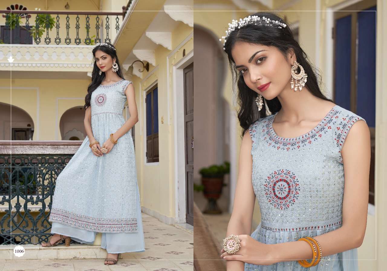 NAYRA VOL-2 BY ANKITA FASHION 1006 TO 1009 SERIES BEAUTIFUL STYLISH FANCY COLORFUL CASUAL WEAR & ETHNIC WEAR GEORGETTE EMBROIDERED KURTIS AT WHOLESALE PRICE