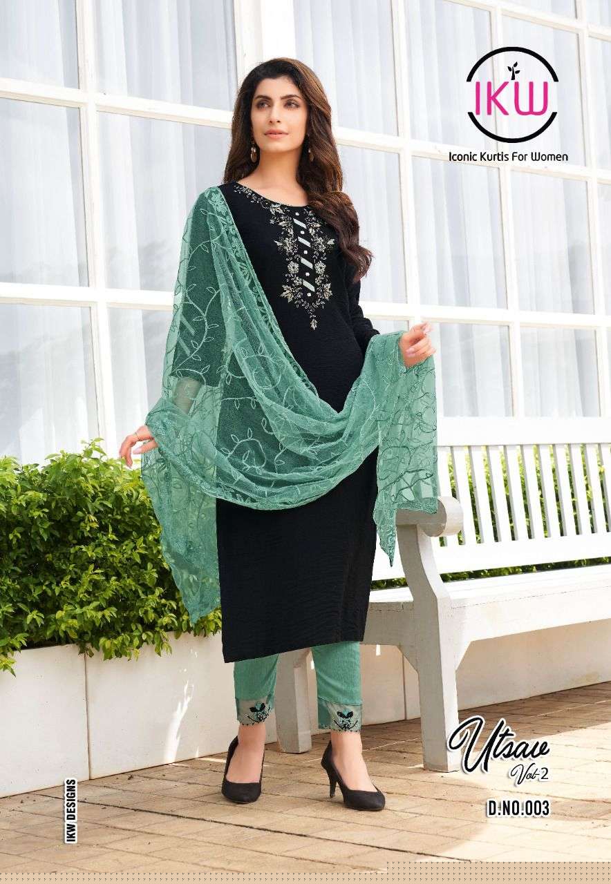 UTSAV VOL-2 BY IKW 001 TO 006 SERIES BEAUTIFUL SUITS COLORFUL STYLISH FANCY CASUAL WEAR & ETHNIC WEAR VISCOSE SILK DRESSES AT WHOLESALE PRICE
