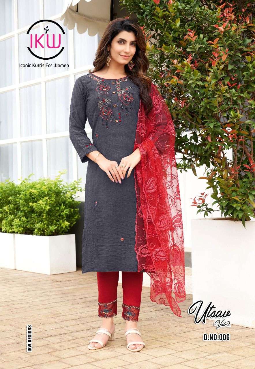 UTSAV VOL-2 BY IKW 001 TO 006 SERIES BEAUTIFUL SUITS COLORFUL STYLISH FANCY CASUAL WEAR & ETHNIC WEAR VISCOSE SILK DRESSES AT WHOLESALE PRICE