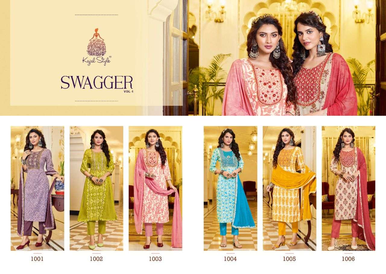 SWAGGER VOL-1 BY KAJAL STYLE 1001 TO 1006 SERIES BEAUTIFUL SUITS COLORFUL STYLISH FANCY CASUAL WEAR & ETHNIC WEAR PURE COTTON PRINT DRESSES AT WHOLESALE PRICE