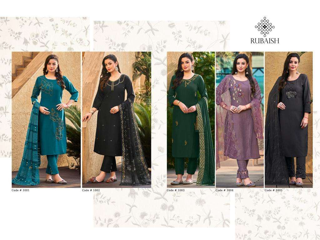 DEVI BY RUBAISH 1001 TO 1005 SERIES BEAUTIFUL SUITS COLORFUL STYLISH FANCY CASUAL WEAR & ETHNIC WEAR CHINNON DRESSES AT WHOLESALE PRICE