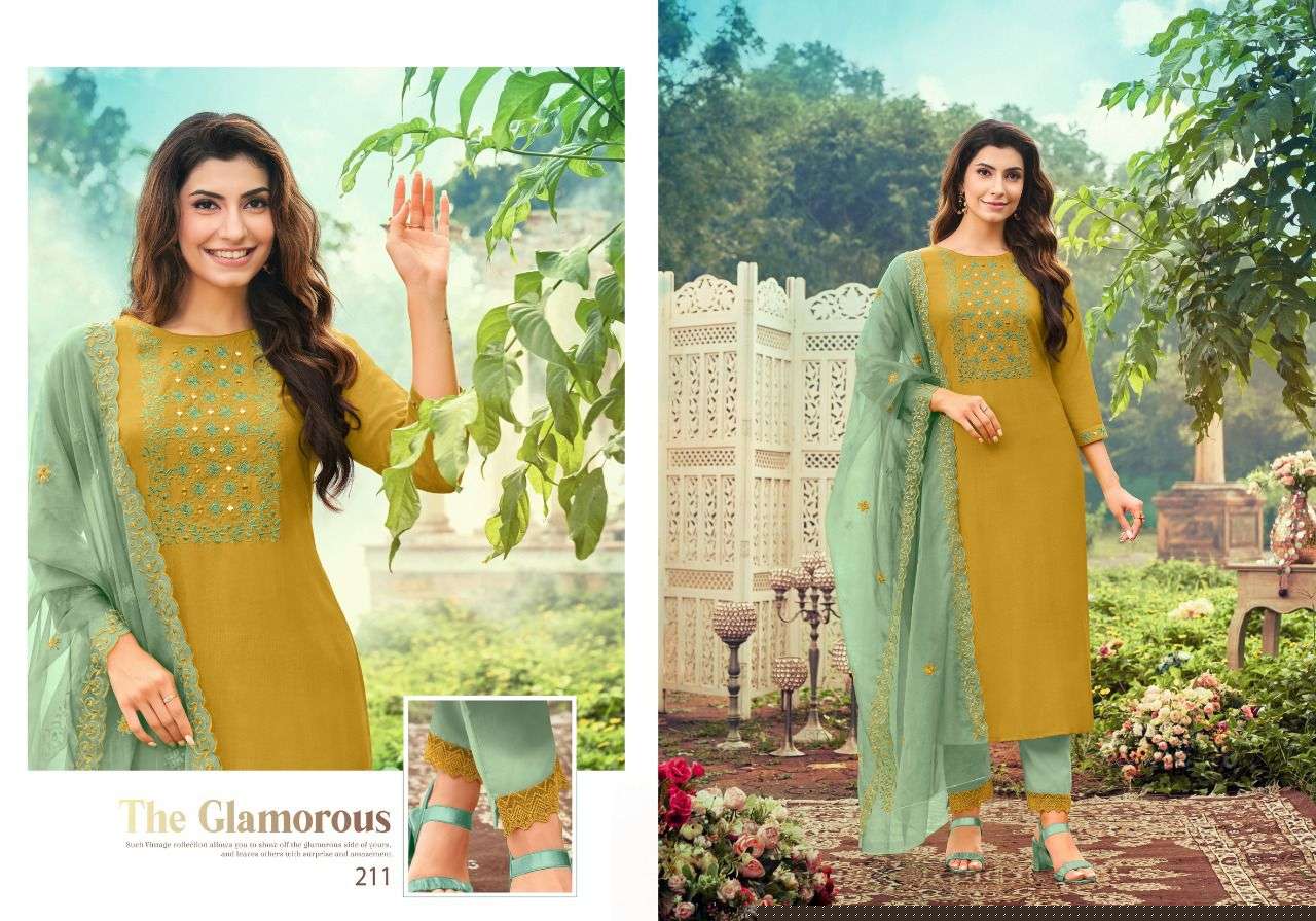 KRYSTAL BY HARIYAALI 207 TO 212 SERIES BEAUTIFUL SUITS COLORFUL STYLISH FANCY CASUAL WEAR & ETHNIC WEAR SILK DRESSES AT WHOLESALE PRICE