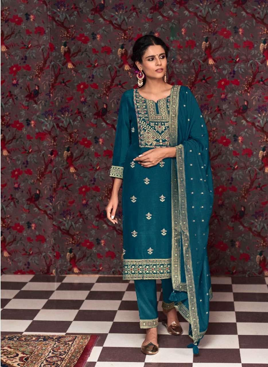 KHWAAB BY FOUR BUTTONS 2031 TO 2036 SERIES BEAUTIFUL SUITS COLORFUL STYLISH FANCY CASUAL WEAR & ETHNIC WEAR PURE VISCOSE SILK DRESSES AT WHOLESALE PRICE