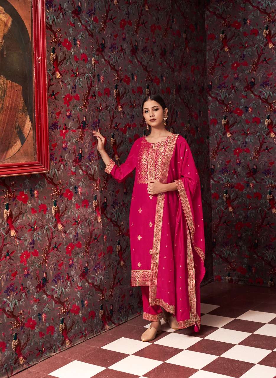 KHWAAB BY FOUR BUTTONS 2031 TO 2036 SERIES BEAUTIFUL SUITS COLORFUL STYLISH FANCY CASUAL WEAR & ETHNIC WEAR PURE VISCOSE SILK DRESSES AT WHOLESALE PRICE