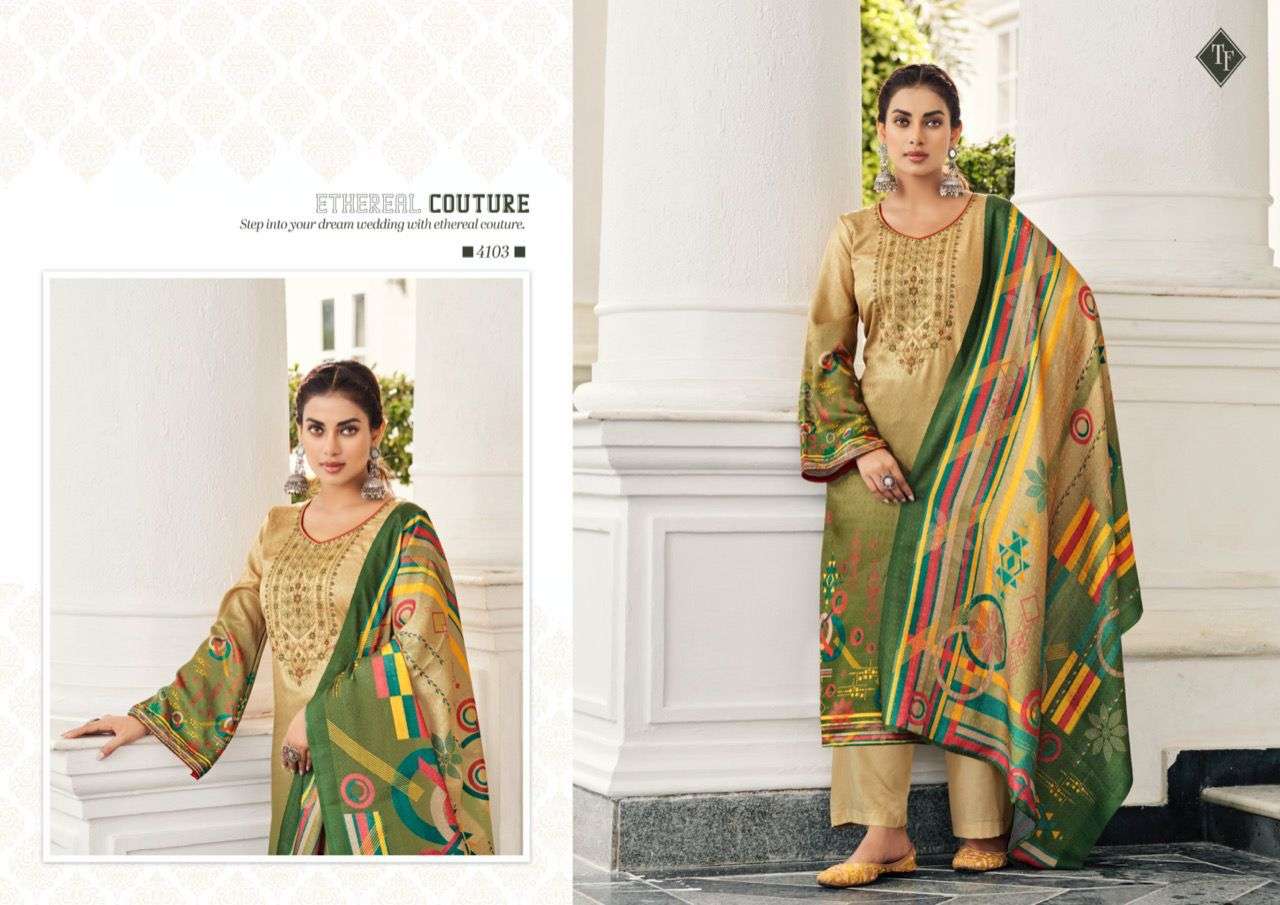 GULZAR BY TANISHK FASHION 4101 TO 4106 SERIES BEAUTIFUL SUITS COLORFUL STYLISH FANCY CASUAL WEAR & ETHNIC WEAR PASHMINA PRINT WITH WORK DRESSES AT WHOLESALE PRICE