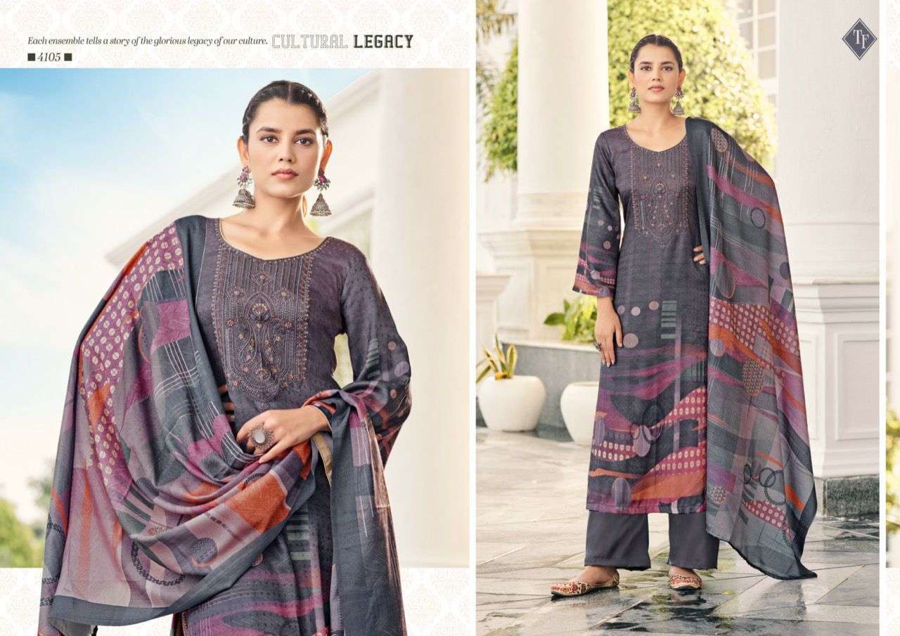 GULZAR BY TANISHK FASHION 4101 TO 4106 SERIES BEAUTIFUL SUITS COLORFUL STYLISH FANCY CASUAL WEAR & ETHNIC WEAR PASHMINA PRINT WITH WORK DRESSES AT WHOLESALE PRICE