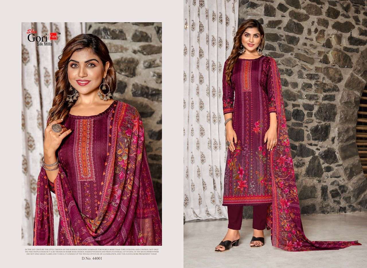PUNJABI KUDI VOL-44 BY SHIV GORI SILK MILLS 44001 TO 44012 SERIES BEAUTIFUL SUITS COLORFUL STYLISH FANCY CASUAL WEAR & ETHNIC WEAR COTTON PRINT DRESSES AT WHOLESALE PRICE