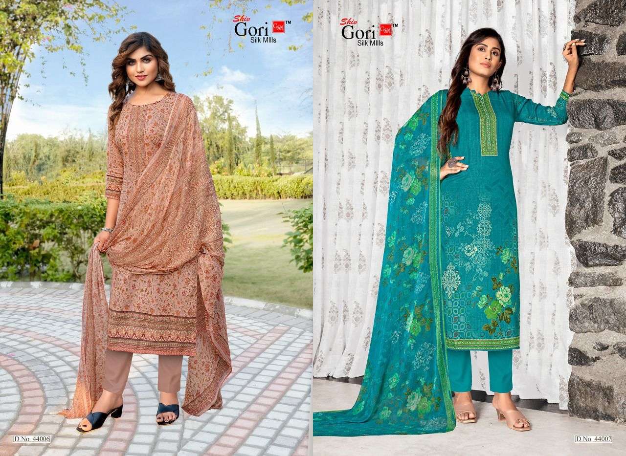 PUNJABI KUDI VOL-44 BY SHIV GORI SILK MILLS 44001 TO 44012 SERIES BEAUTIFUL SUITS COLORFUL STYLISH FANCY CASUAL WEAR & ETHNIC WEAR COTTON PRINT DRESSES AT WHOLESALE PRICE