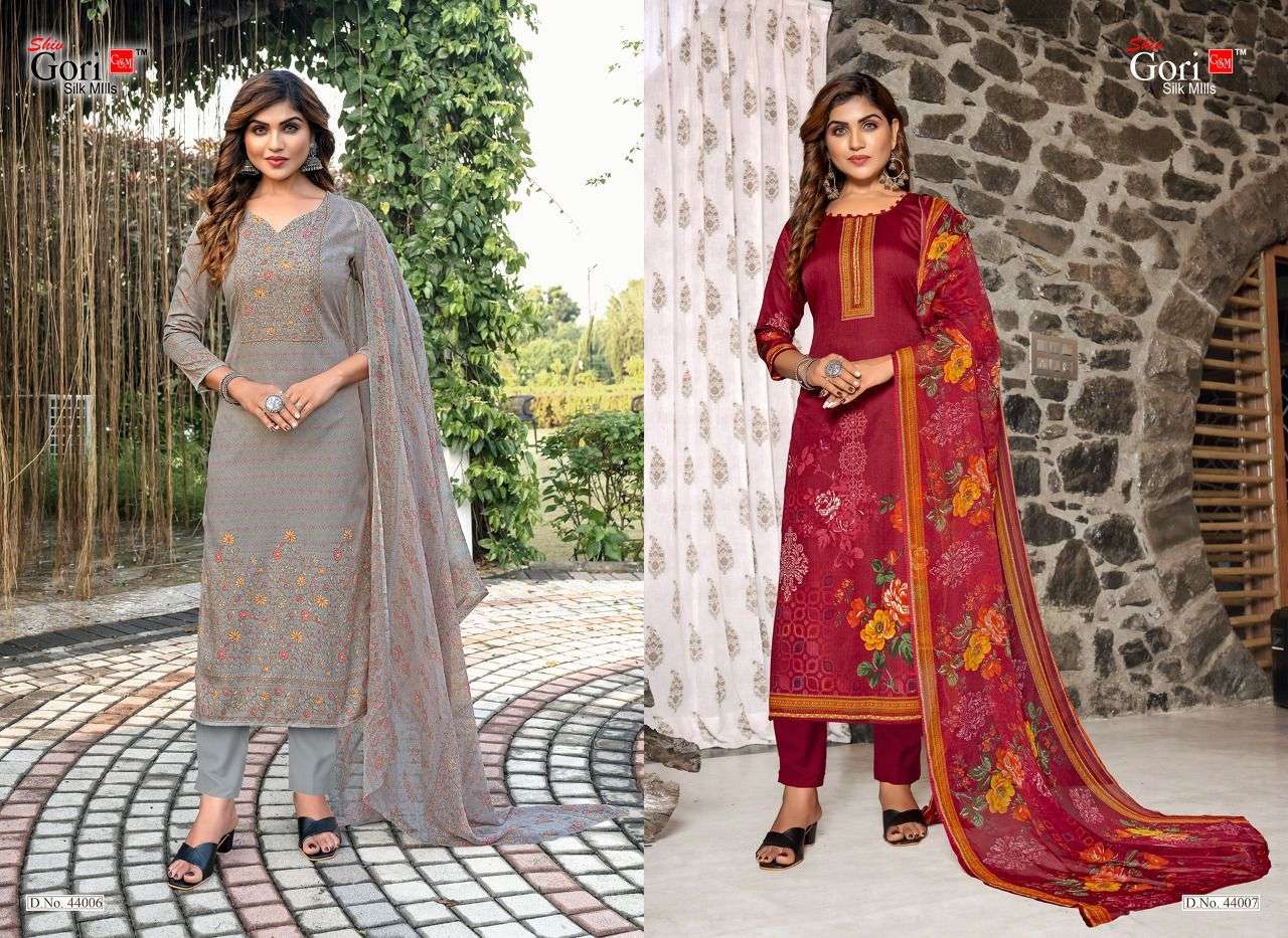 PUNJABI KUDI VOL-44 BY SHIV GORI SILK MILLS 44001 TO 44012 SERIES BEAUTIFUL SUITS COLORFUL STYLISH FANCY CASUAL WEAR & ETHNIC WEAR COTTON PRINT DRESSES AT WHOLESALE PRICE