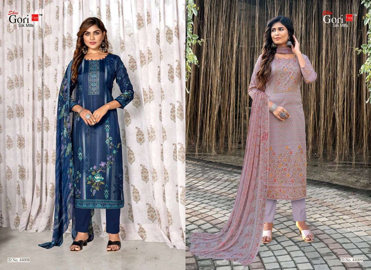 PUNJABI KUDI VOL-44 BY SHIV GORI SILK MILLS 44001 TO 44012 SERIES BEAUTIFUL SUITS COLORFUL STYLISH FANCY CASUAL WEAR & ETHNIC WEAR COTTON PRINT DRESSES AT WHOLESALE PRICE