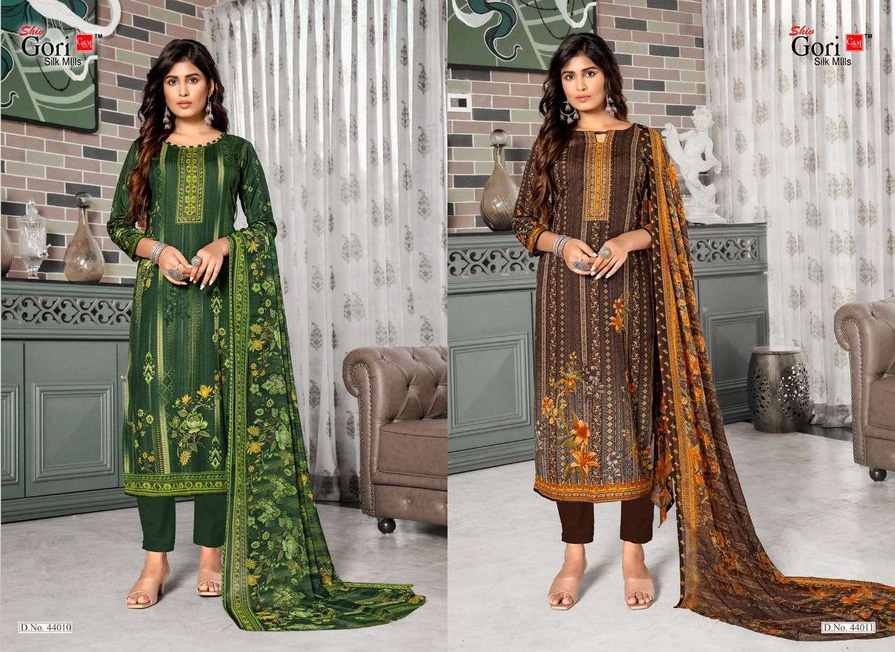 PUNJABI KUDI VOL-44 BY SHIV GORI SILK MILLS 44001 TO 44012 SERIES BEAUTIFUL SUITS COLORFUL STYLISH FANCY CASUAL WEAR & ETHNIC WEAR COTTON PRINT DRESSES AT WHOLESALE PRICE