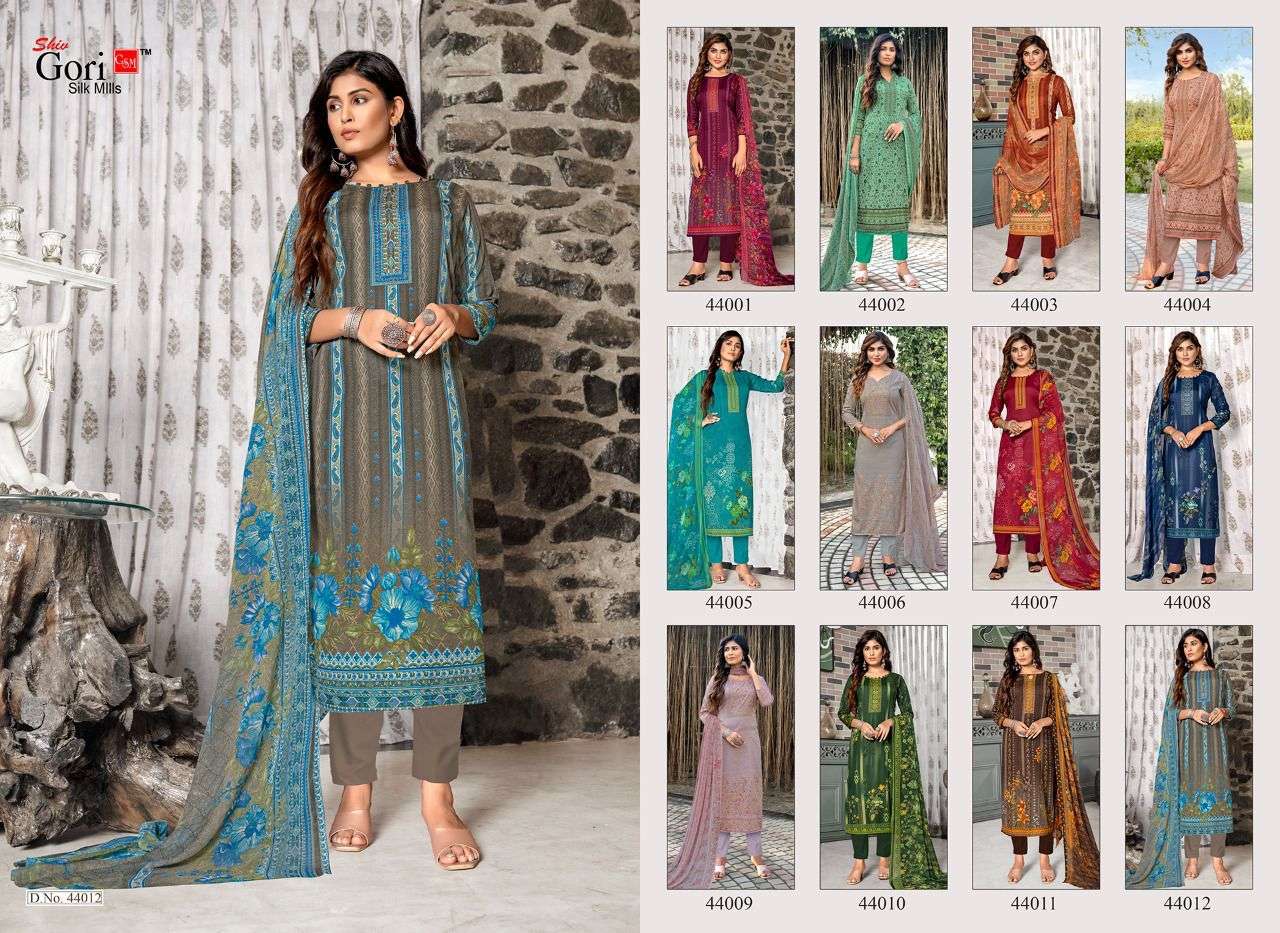 PUNJABI KUDI VOL-44 BY SHIV GORI SILK MILLS 44001 TO 44012 SERIES BEAUTIFUL SUITS COLORFUL STYLISH FANCY CASUAL WEAR & ETHNIC WEAR COTTON PRINT DRESSES AT WHOLESALE PRICE