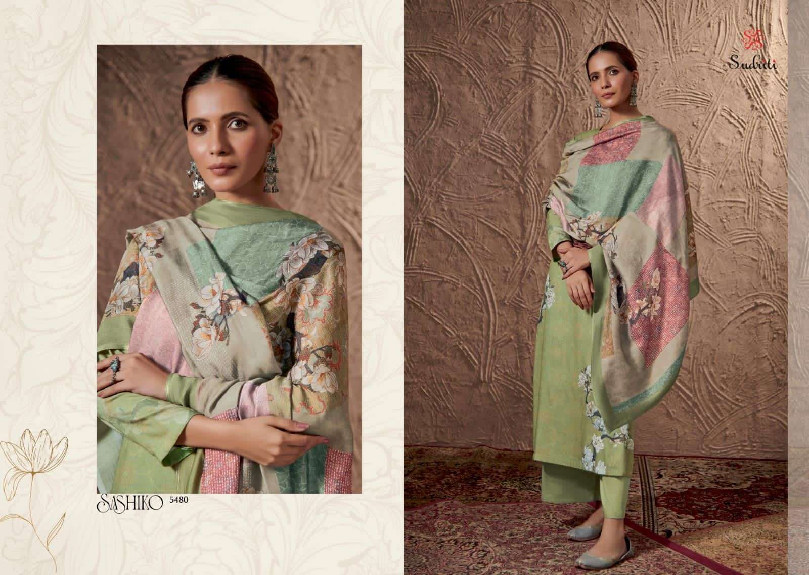 SASHIKO BY SUDRITI BEAUTIFUL SUITS COLORFUL STYLISH FANCY CASUAL WEAR & ETHNIC WEAR PASHMINA DIGITAL PRINT DRESSES AT WHOLESALE PRICE