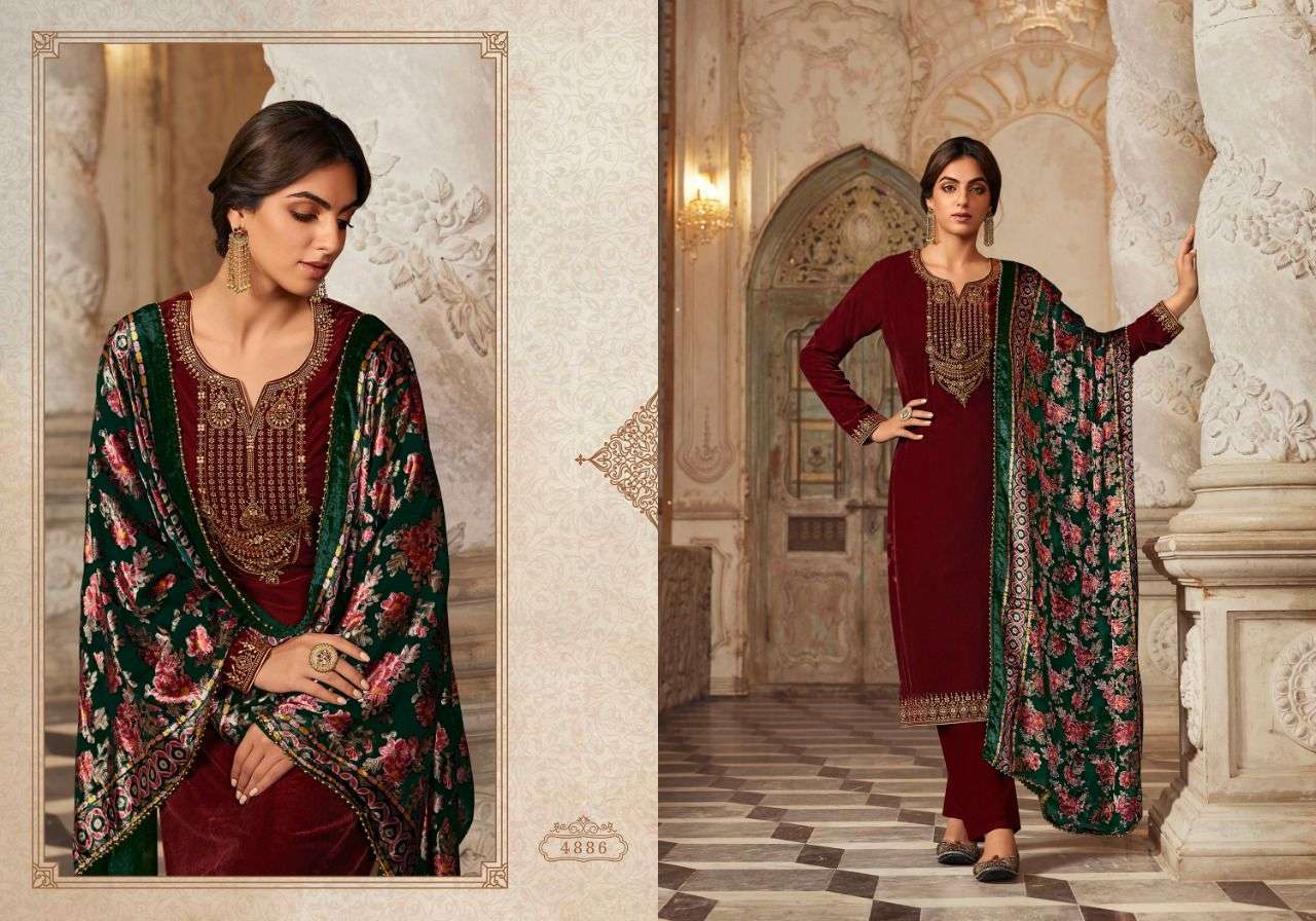 GLAMOUR VOL-2 BY CHARMY 4881 TO 4886 SERIES BEAUTIFUL SUITS COLORFUL STYLISH FANCY CASUAL WEAR & ETHNIC WEAR VELVET DYED DRESSES AT WHOLESALE PRICE
