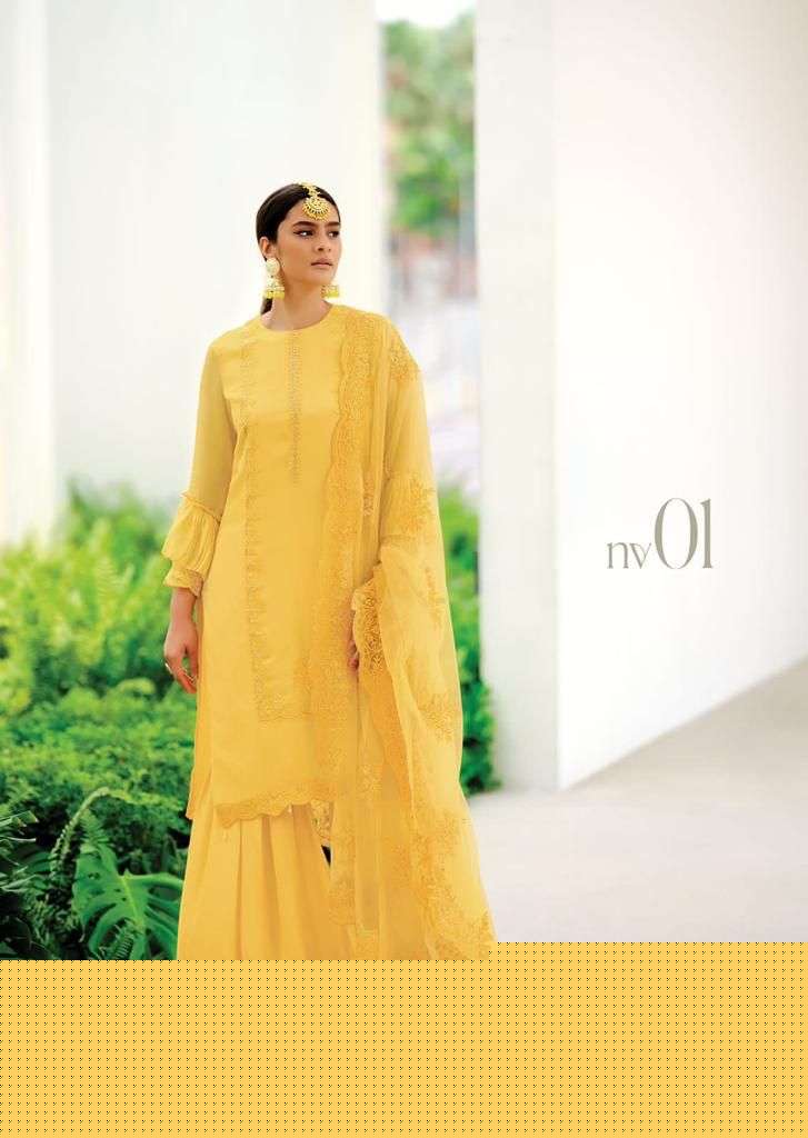 NIVANSHI BY VARSHA 01 TO 05 SERIES SUITS BEAUTIFUL FANCY COLORFUL STYLISH PARTY WEAR & OCCASIONAL WEAR PURE VISCOSE ORGANZA EMBROIDERY DRESSES AT WHOLESALE PRICE