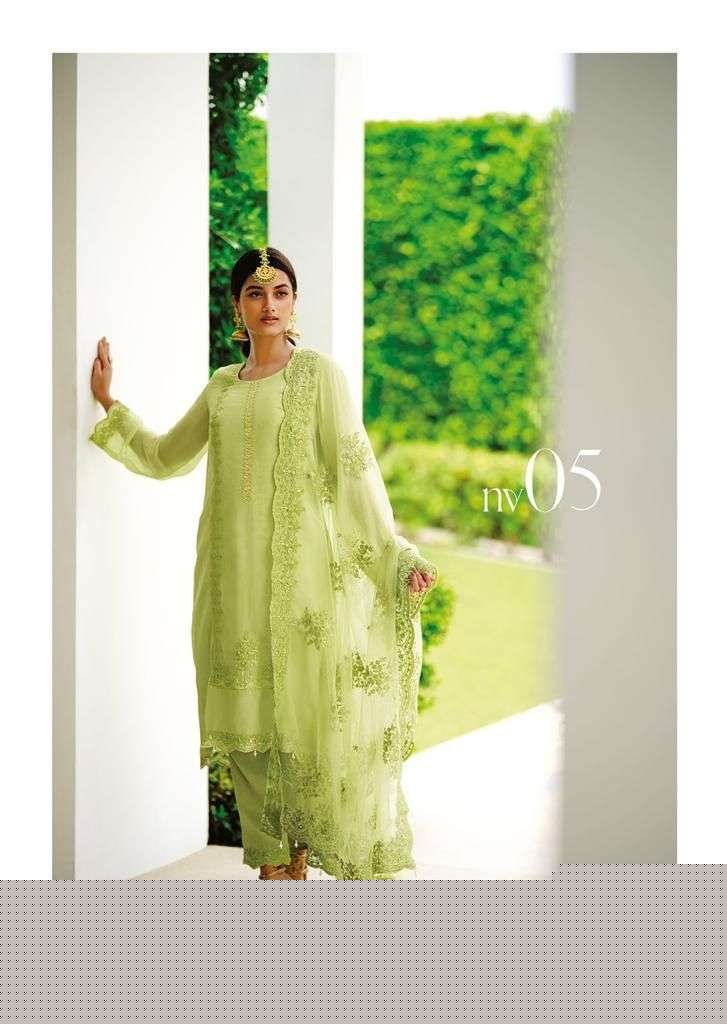 NIVANSHI BY VARSHA 01 TO 05 SERIES SUITS BEAUTIFUL FANCY COLORFUL STYLISH PARTY WEAR & OCCASIONAL WEAR PURE VISCOSE ORGANZA EMBROIDERY DRESSES AT WHOLESALE PRICE