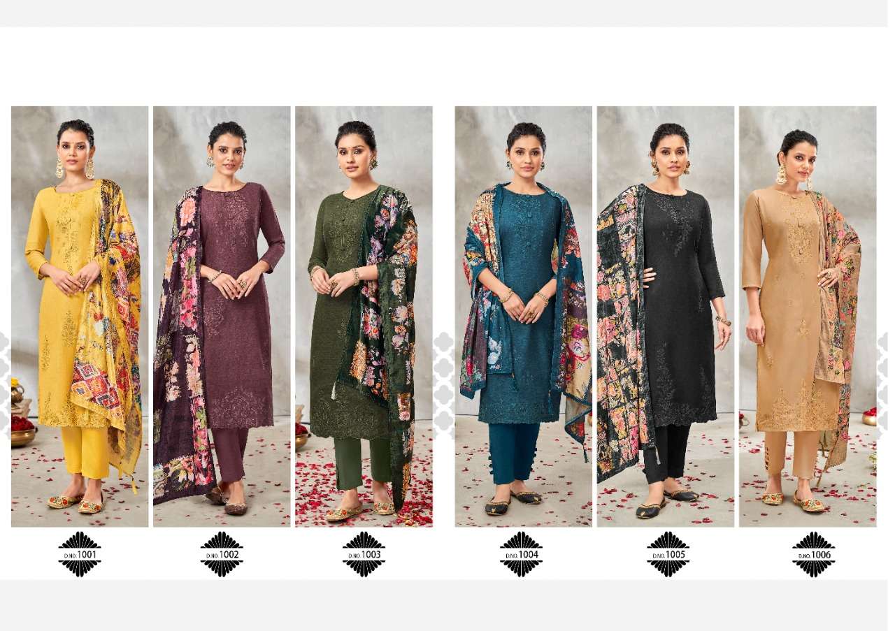 ZAHE-NASEEB BY SENORITA 1001 TO 1006 SERIES BEAUTIFUL SUITS COLORFUL STYLISH FANCY CASUAL WEAR & ETHNIC WEAR PURE PASHMINA PRINT WITH EMBROIDERY DRESSES AT WHOLESALE PRICE