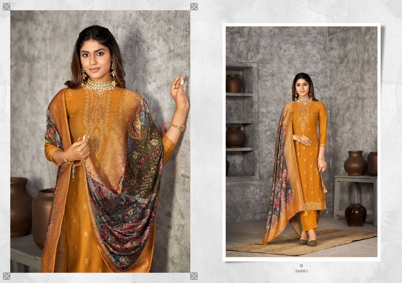 NAZREEN VOL-6 BY NISHANT FASHION 36001 TO 36006 SERIES BEAUTIFUL SUITS COLORFUL STYLISH FANCY CASUAL WEAR & ETHNIC WEAR PURE PASHMINA JACQUARD DRESSES AT WHOLESALE PRICE