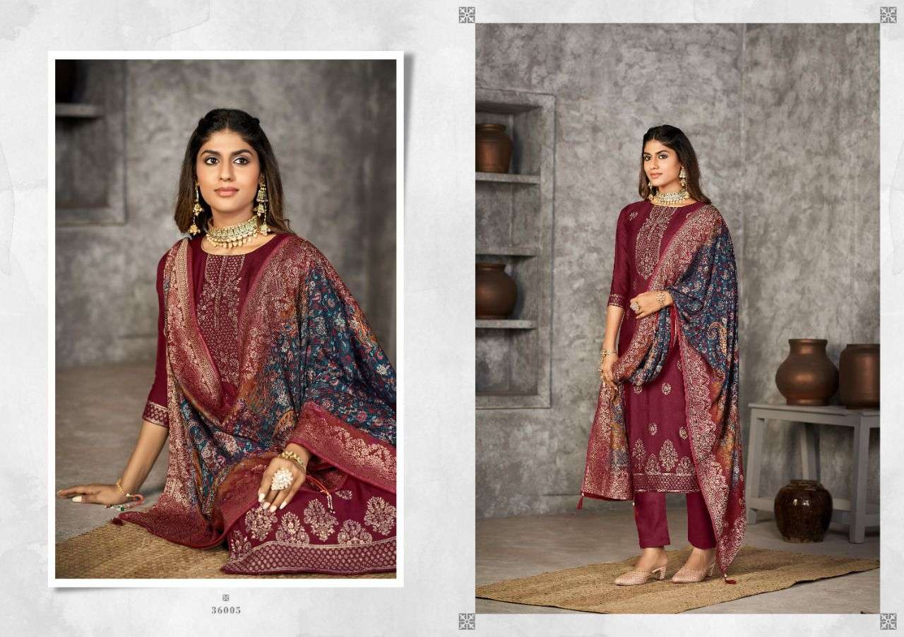 NAZREEN VOL-6 BY NISHANT FASHION 36001 TO 36006 SERIES BEAUTIFUL SUITS COLORFUL STYLISH FANCY CASUAL WEAR & ETHNIC WEAR PURE PASHMINA JACQUARD DRESSES AT WHOLESALE PRICE
