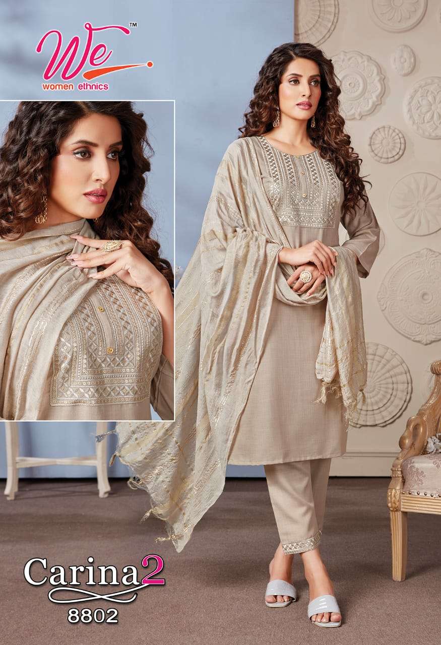 CARINA VOL-2 BY WOMEN ETHNICS 8801 TO 8808 SERIES SUITS BEAUTIFUL FANCY COLORFUL STYLISH PARTY WEAR & OCCASIONAL WEAR SOFT DAINA DRESSES AT WHOLESALE PRICE