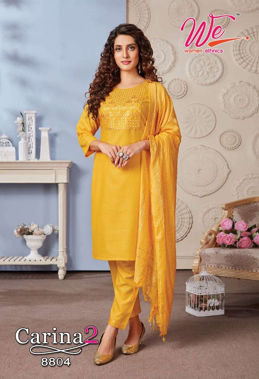 CARINA VOL-2 BY WOMEN ETHNICS 8801 TO 8808 SERIES SUITS BEAUTIFUL FANCY COLORFUL STYLISH PARTY WEAR & OCCASIONAL WEAR SOFT DAINA DRESSES AT WHOLESALE PRICE