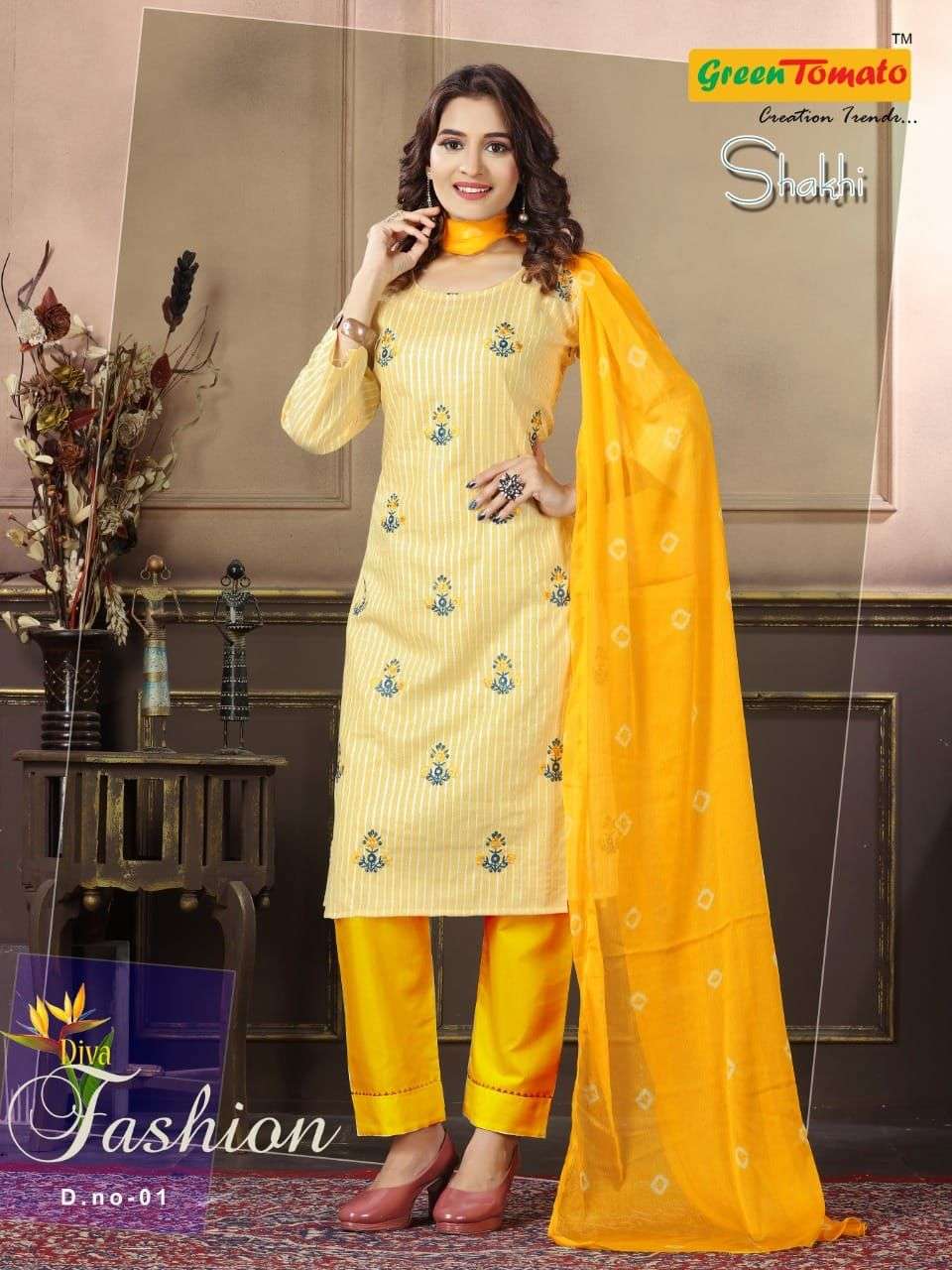 SAKHI BY GREEN TOMATO 001 TO 008 SERIES BEAUTIFUL SUITS COLORFUL STYLISH FANCY CASUAL WEAR & ETHNIC WEAR FANCY DRESSES AT WHOLESALE PRICE