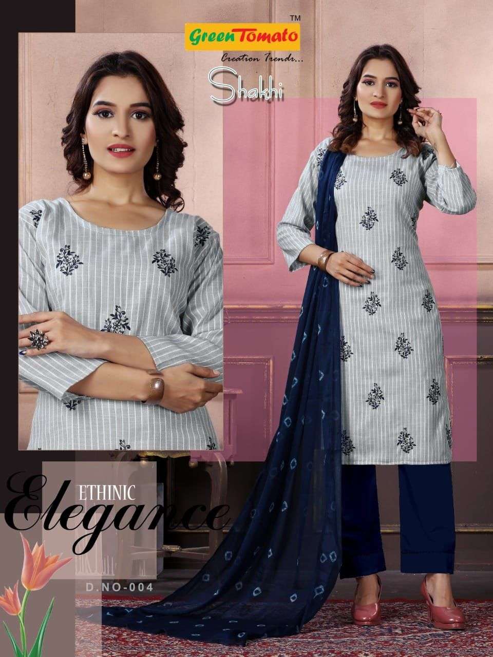 SAKHI BY GREEN TOMATO 001 TO 008 SERIES BEAUTIFUL SUITS COLORFUL STYLISH FANCY CASUAL WEAR & ETHNIC WEAR FANCY DRESSES AT WHOLESALE PRICE