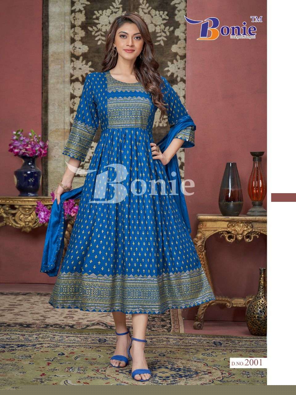 PUSHPA VOL-2 BY BONIE 2001 TO 2008 SERIES BEAUTIFUL STYLISH FANCY COLORFUL CASUAL WEAR & ETHNIC WEAR PURE RAYON KURTI WITH DUPATTA AT WHOLESALE PRICE
