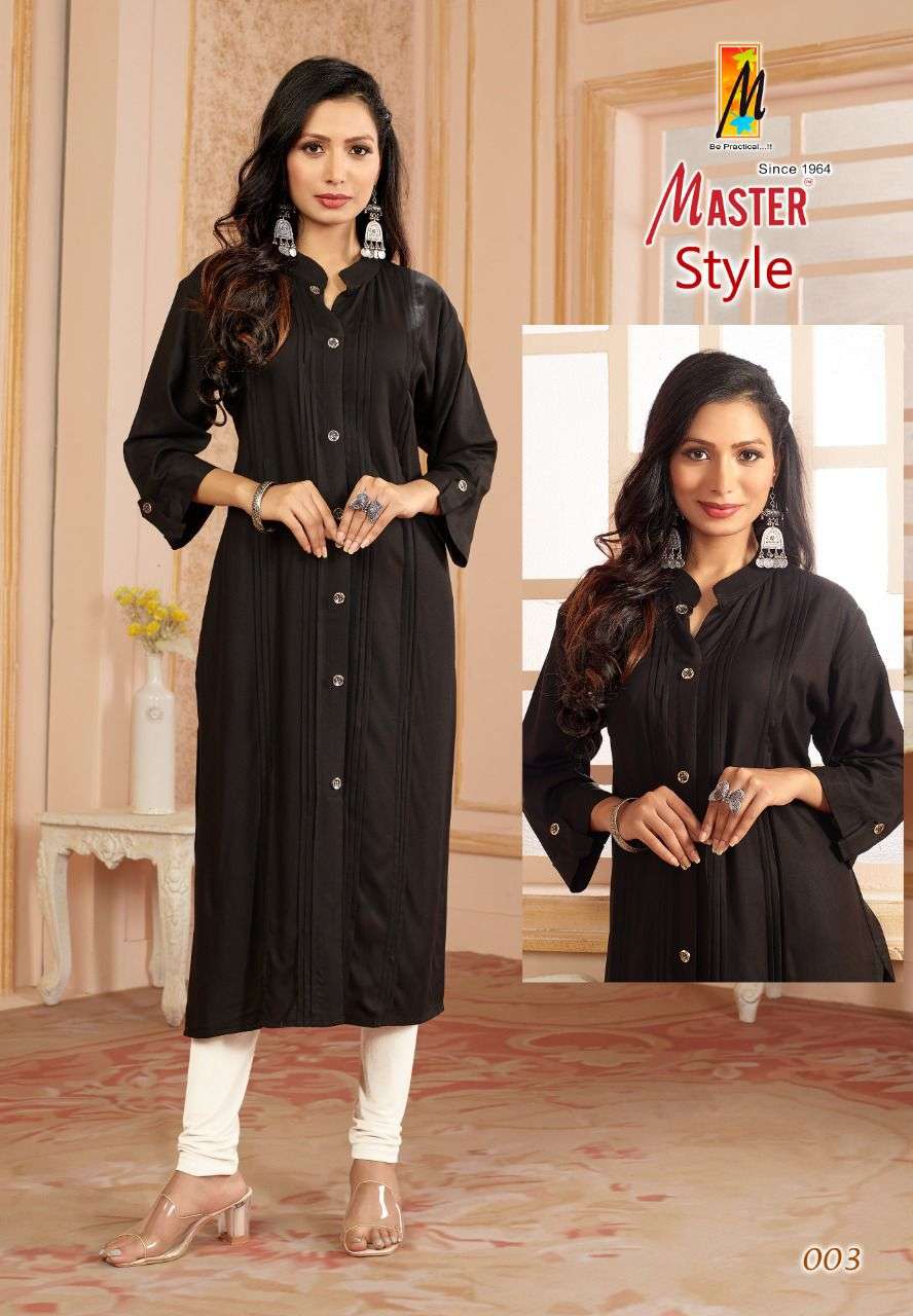 STYLE BY MASTER 001 TO 010 SERIES BEAUTIFUL STYLISH FANCY COLORFUL CASUAL WEAR & ETHNIC WEAR RAYON KURTIS AT WHOLESALE PRICE