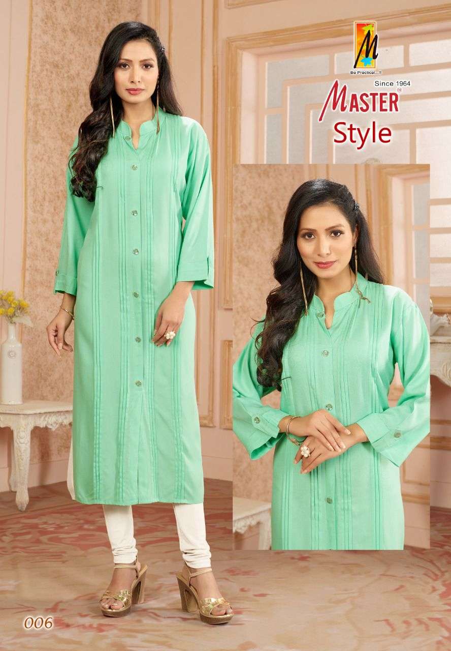 STYLE BY MASTER 001 TO 010 SERIES BEAUTIFUL STYLISH FANCY COLORFUL CASUAL WEAR & ETHNIC WEAR RAYON KURTIS AT WHOLESALE PRICE