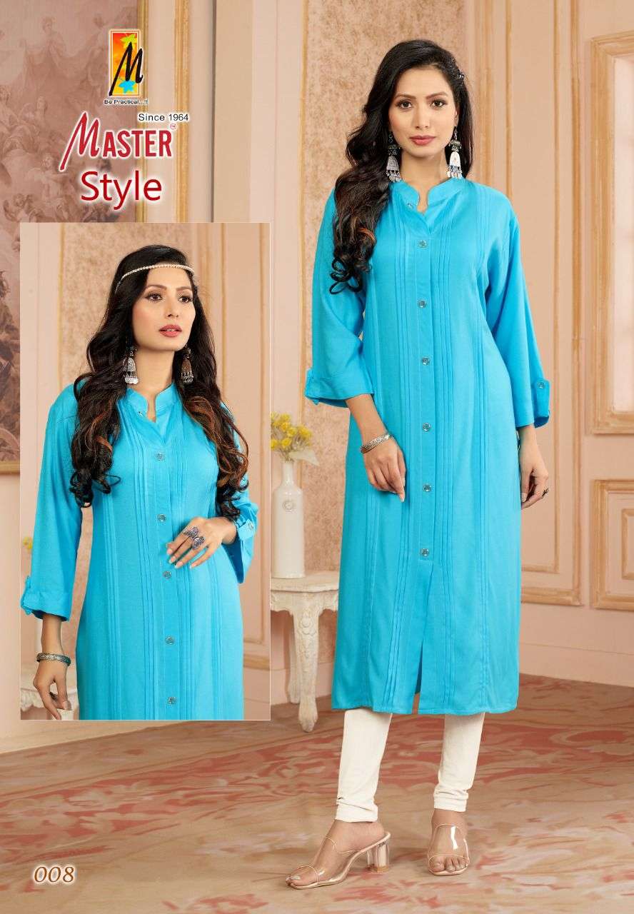 STYLE BY MASTER 001 TO 010 SERIES BEAUTIFUL STYLISH FANCY COLORFUL CASUAL WEAR & ETHNIC WEAR RAYON KURTIS AT WHOLESALE PRICE