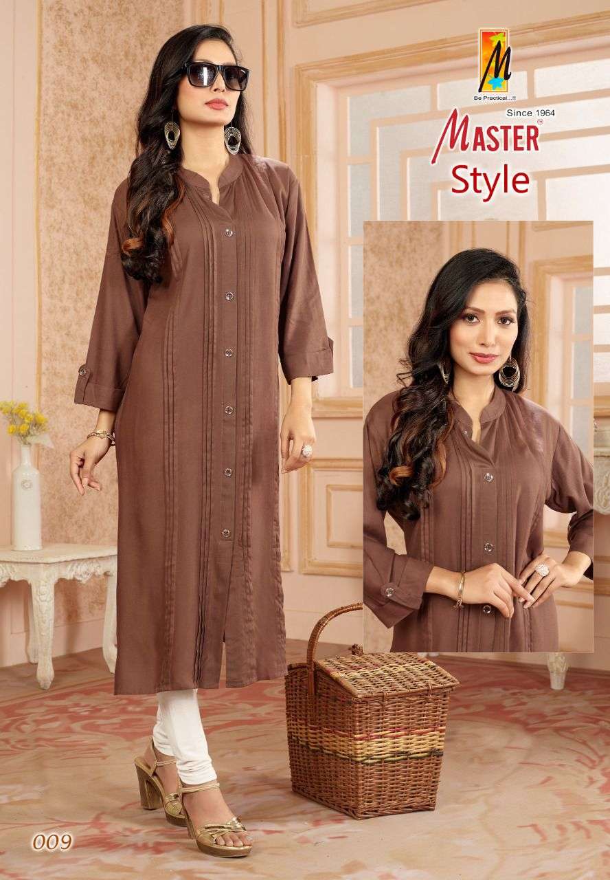 STYLE BY MASTER 001 TO 010 SERIES BEAUTIFUL STYLISH FANCY COLORFUL CASUAL WEAR & ETHNIC WEAR RAYON KURTIS AT WHOLESALE PRICE