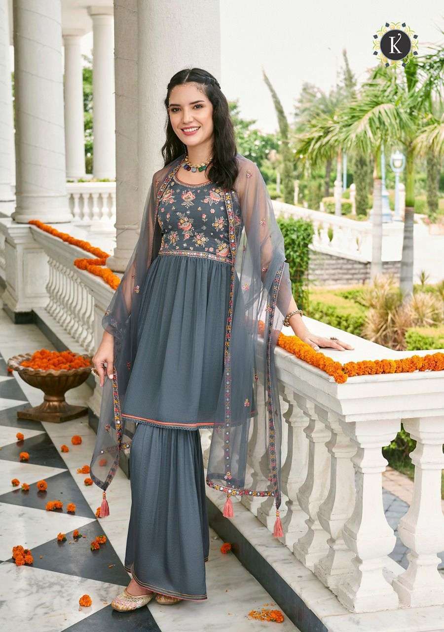 Zoya By Kalki 33001 To 33004 Series Beautiful Stylish Sharara Suits Fancy Colorful Casual Wear & Ethnic Wear & Ready To Wear Pure Viscose Satin Silk Embroidered Dresses At Wholesale Price