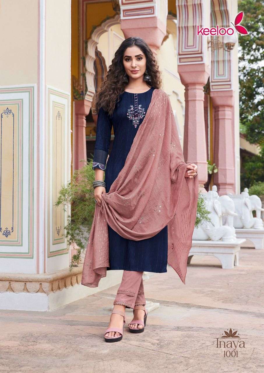 Inaya Vol-1 By Keeloo 1001 To 1006 Series Beautiful Suits Colorful Stylish Fancy Casual Wear & Ethnic Wear Heavy Rayon Embroidered Dresses At Wholesale Price