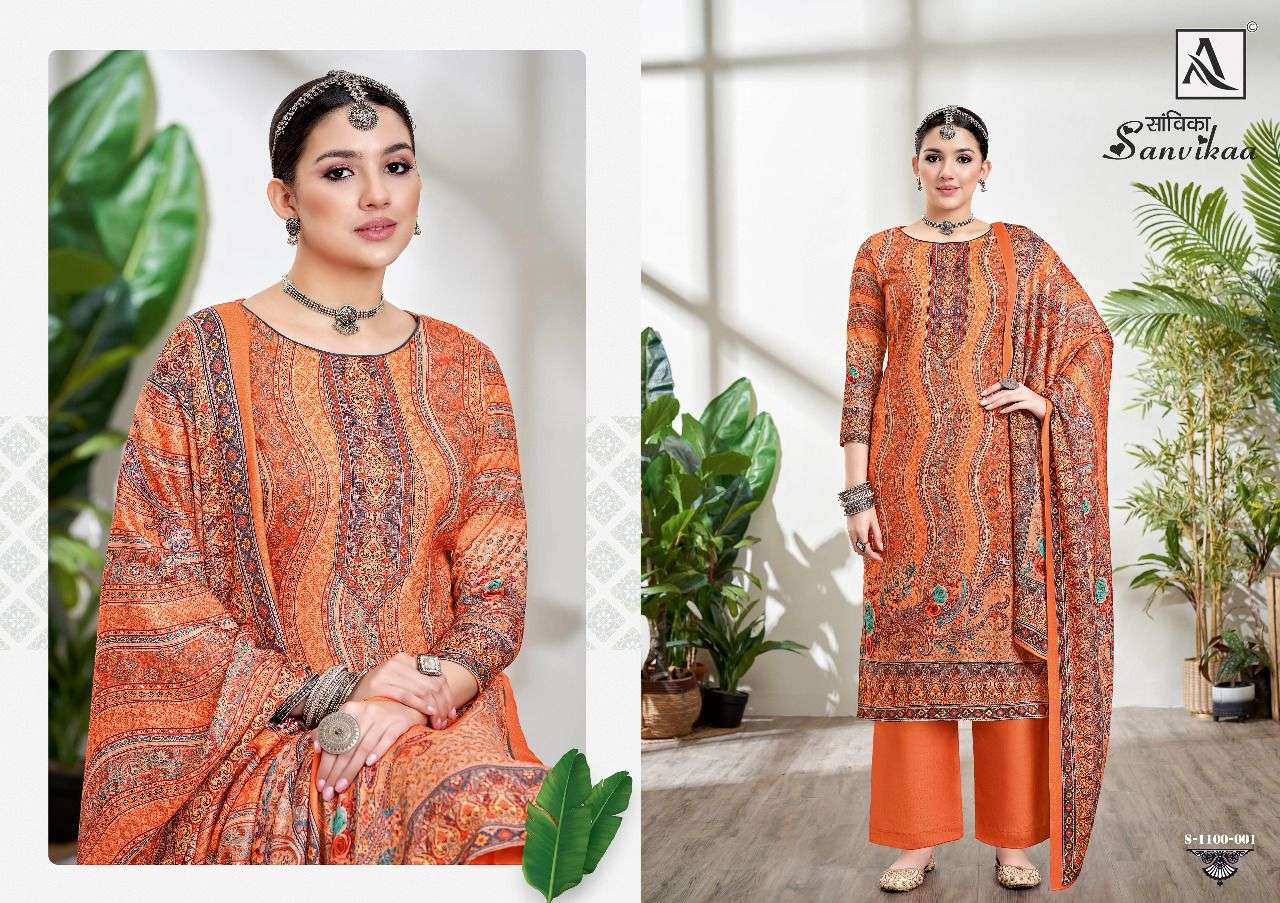 SANVIKAA BY ALOK SUITS 1100-001 TO 1100-008 SERIES BEAUTIFUL SUITS COLORFUL STYLISH FANCY CASUAL WEAR & ETHNIC WEAR PURE PASHMINA PRINT DRESSES AT WHOLESALE PRICE