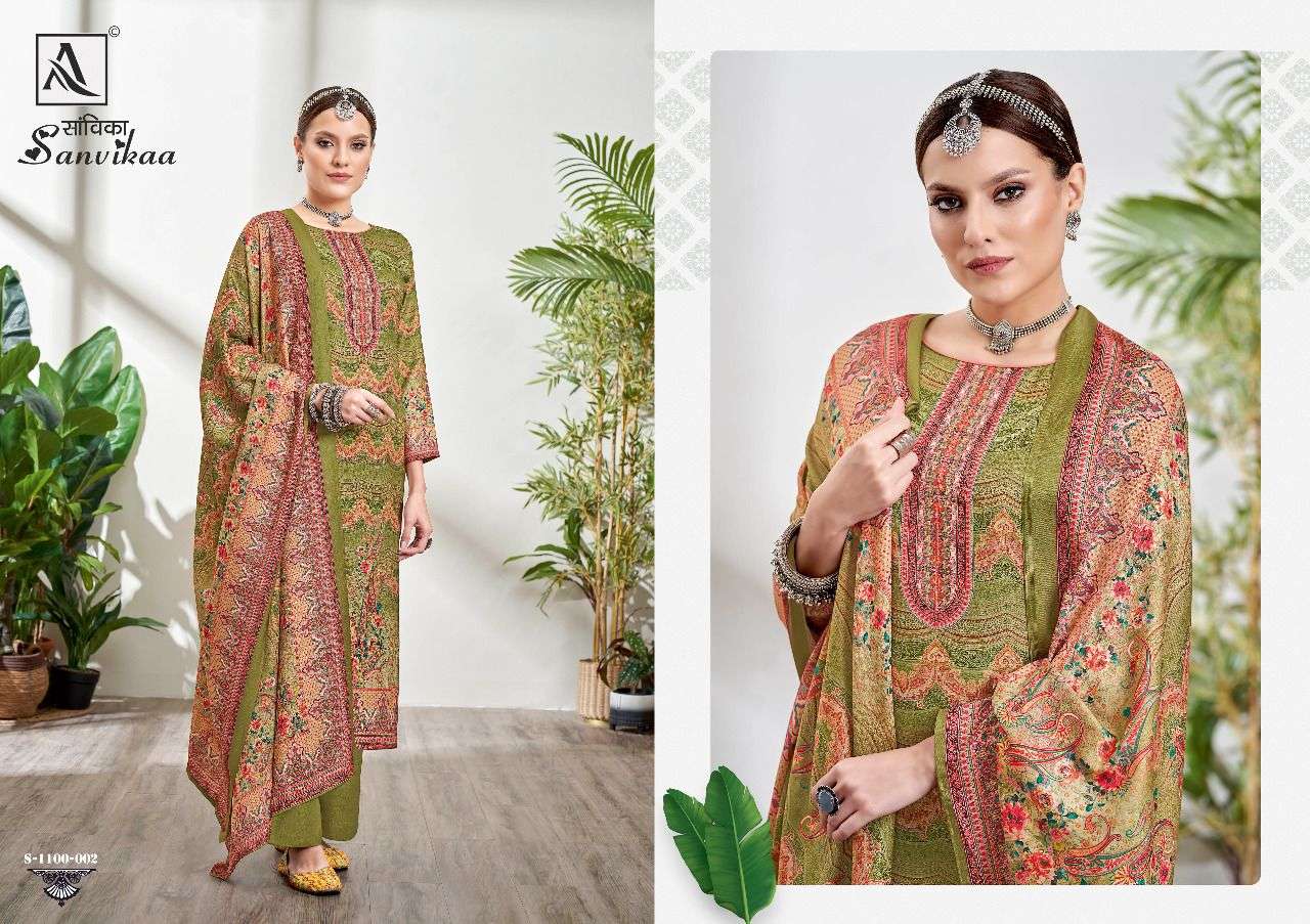 SANVIKAA BY ALOK SUITS 1100-001 TO 1100-008 SERIES BEAUTIFUL SUITS COLORFUL STYLISH FANCY CASUAL WEAR & ETHNIC WEAR PURE PASHMINA PRINT DRESSES AT WHOLESALE PRICE