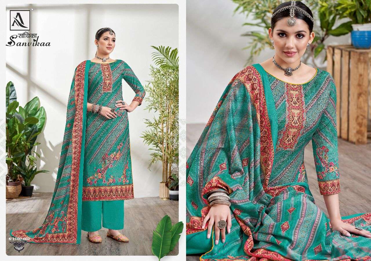 SANVIKAA BY ALOK SUITS 1100-001 TO 1100-008 SERIES BEAUTIFUL SUITS COLORFUL STYLISH FANCY CASUAL WEAR & ETHNIC WEAR PURE PASHMINA PRINT DRESSES AT WHOLESALE PRICE